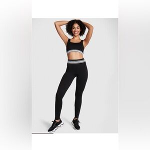 PINK Victoria’s Secret Fold Over Seamless Leggings Black Size S NWT